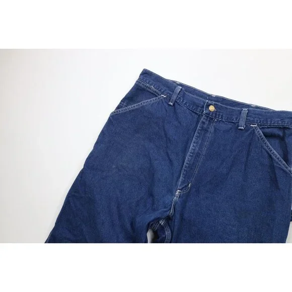 Vintage 90s Carhartt Mens 34x34 Distressed Spell Out Wide Leg Dungaree Jeans USA